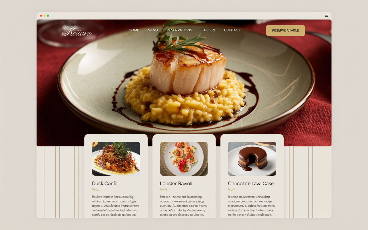 Restaurant & Hospitality website template preview — a hospitality design